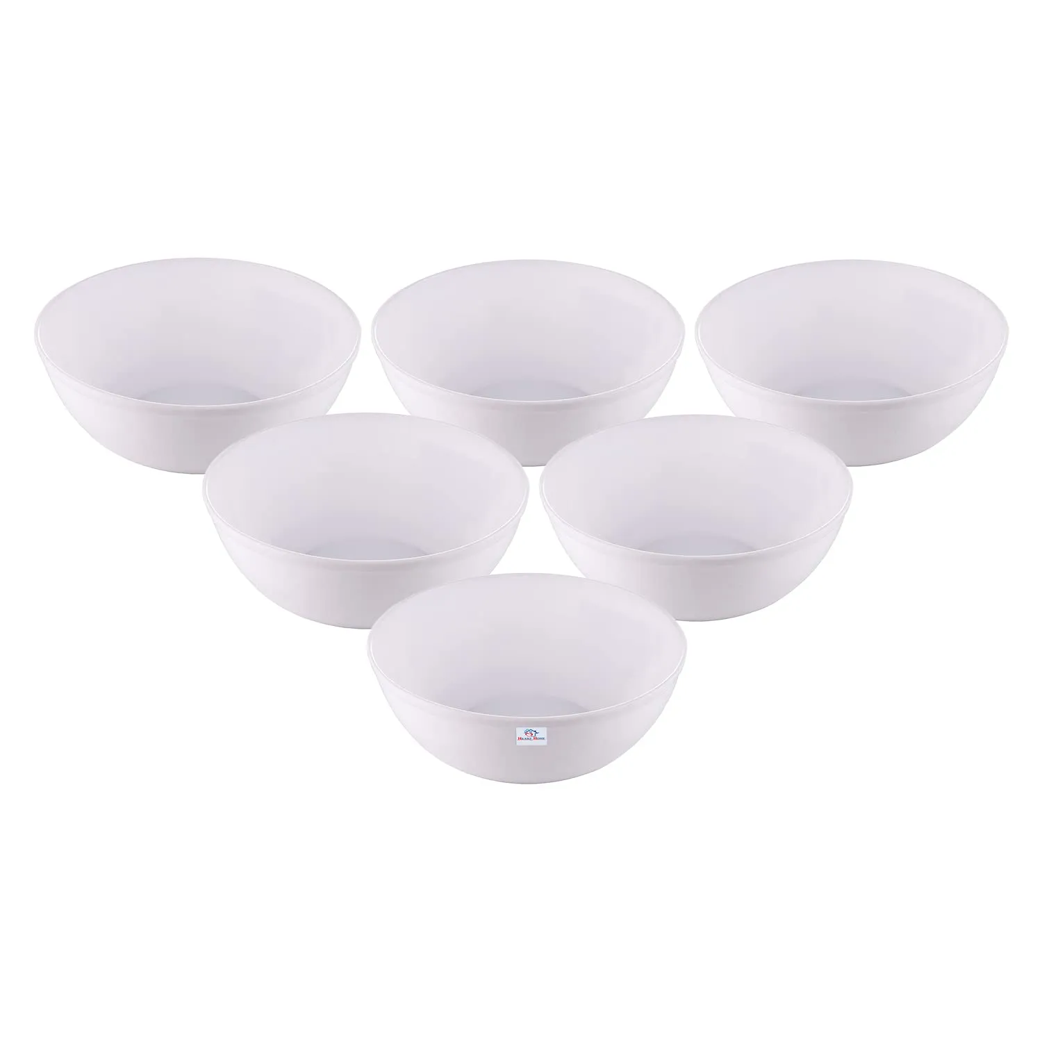 Heart Home Bowls|Plastic Dishwasher Safe Bowl|Multipurpose Serving Bowls|Bowls for Kitchen|Microwave Safe Bowls for Salad|Soup|Pasta|2000 ML|Pack of 6 (White)