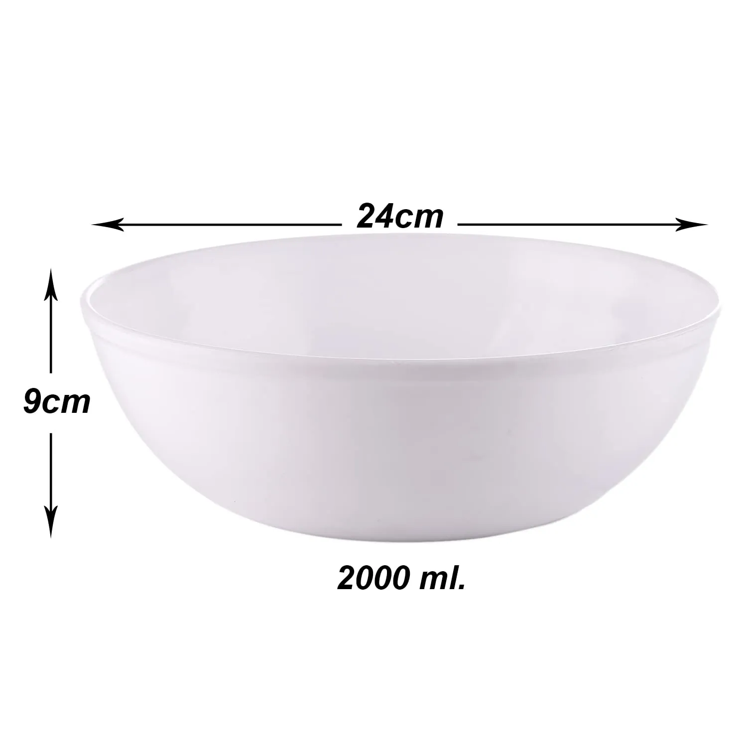 Heart Home Bowls|Plastic Dishwasher Safe Bowl|Multipurpose Serving Bowls|Bowls for Kitchen|Microwave Safe Bowls for Salad|Soup|Pasta|2000 ML|Pack of 6 (White)