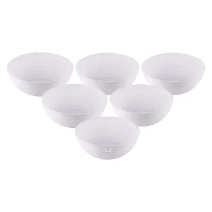 Heart Home Bowls|Plastic Dishwasher Safe Bowl|Multipurpose Serving Bowls|Bowls for Kitchen|Microwave Safe Bowls for Salad|Soup|Pasta|2000 ML|Pack of 6 (White)