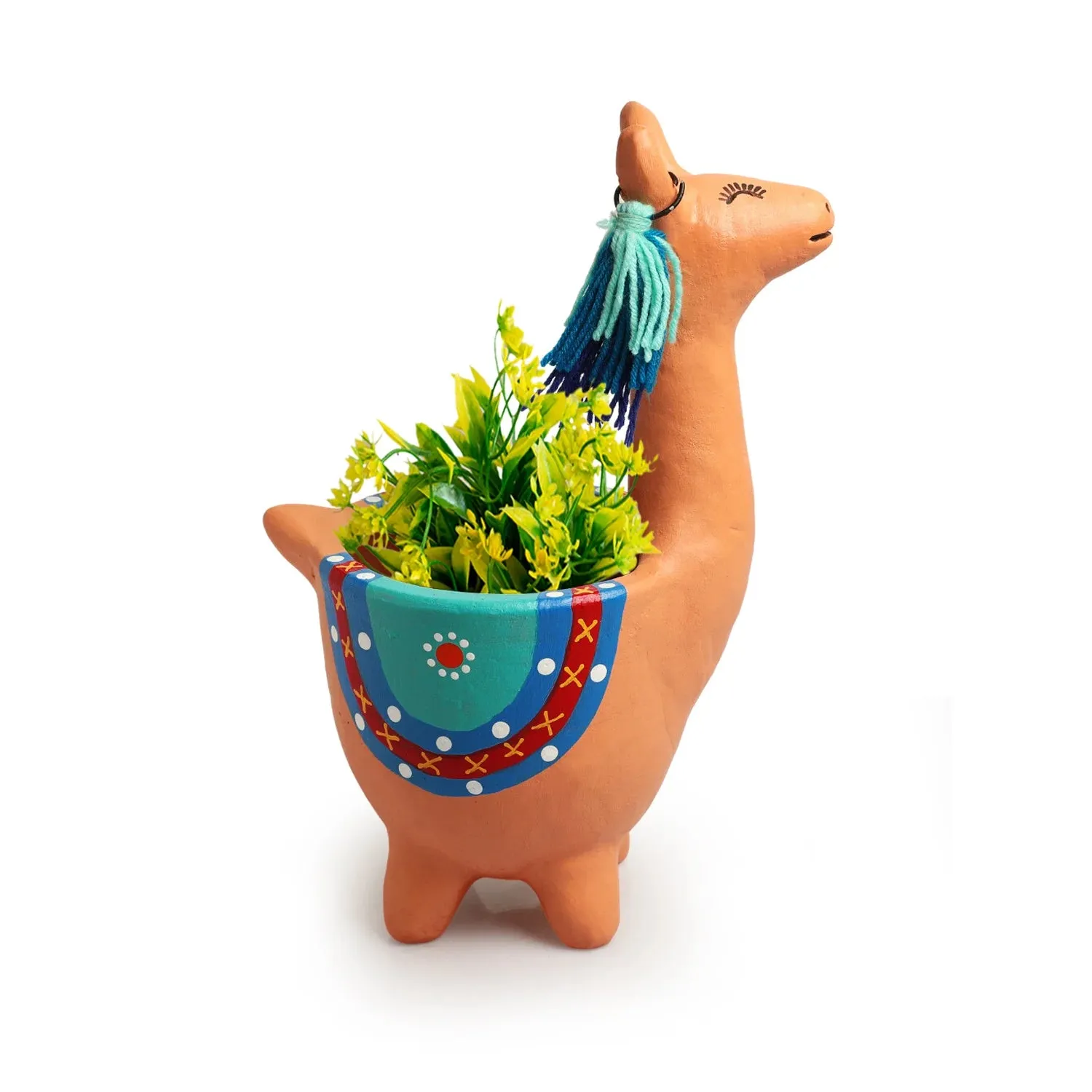 'Hopping Kangaroo' Handmade & Hand-Painted Terracotta Table Planter Flower Pot (28.7 cm, Peach)