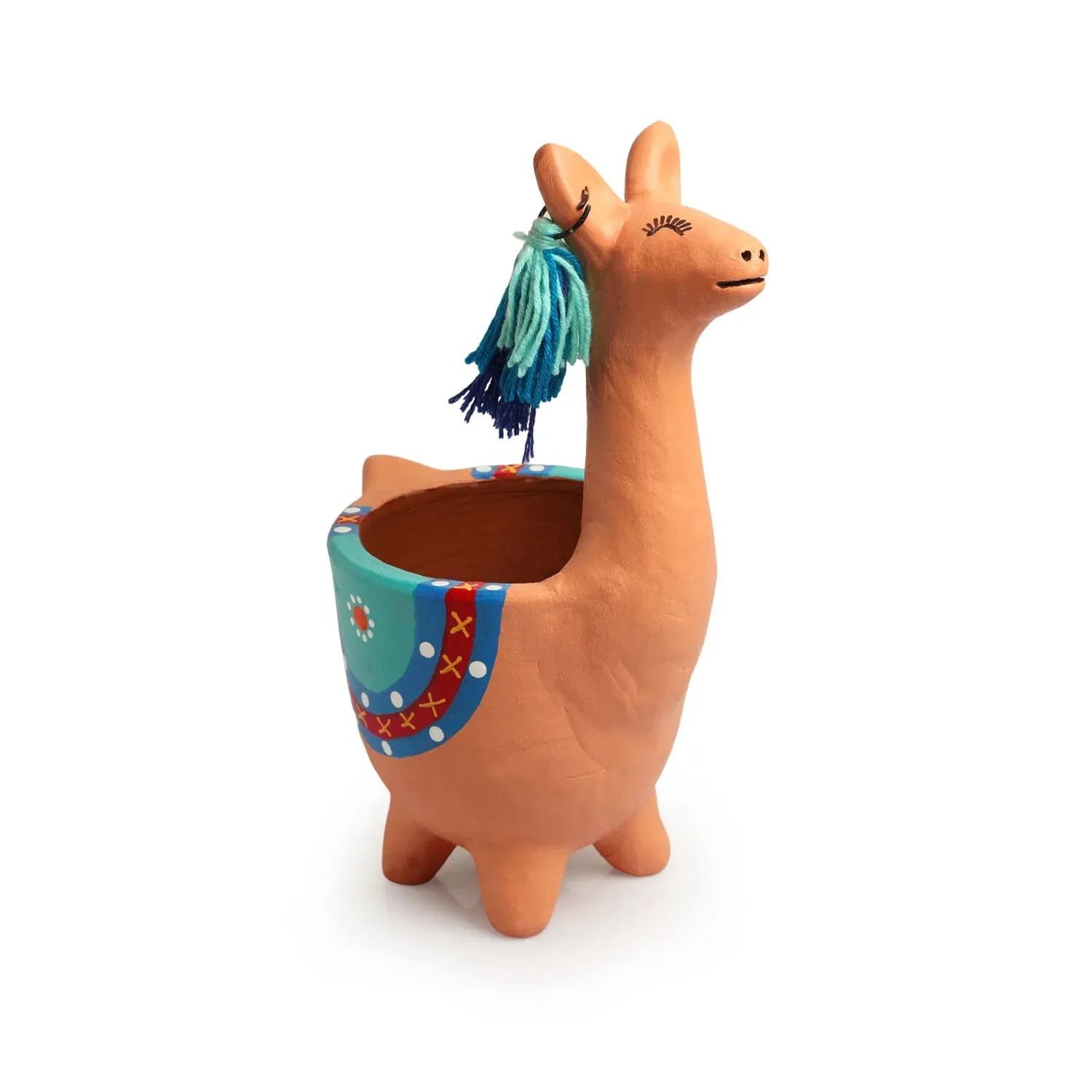 'Hopping Kangaroo' Handmade & Hand-Painted Terracotta Table Planter Flower Pot (28.7 cm, Peach)