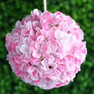 Hydrangea Kissing Ball Artificial Silk Flowers - Pink - 4 pack