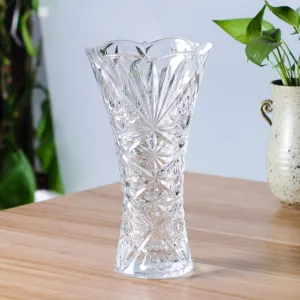 Incrizma Vase 9 inches Glass Flower Vase, Clear Transparent Crystal Transparent Vases for Vases for Living Room, Dining Table Centerpieces Décor (23 cm)