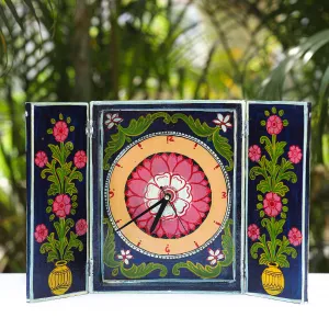 Kavad Katha Art Handpainted Wooden Wall Clock (10 in x 8 in)