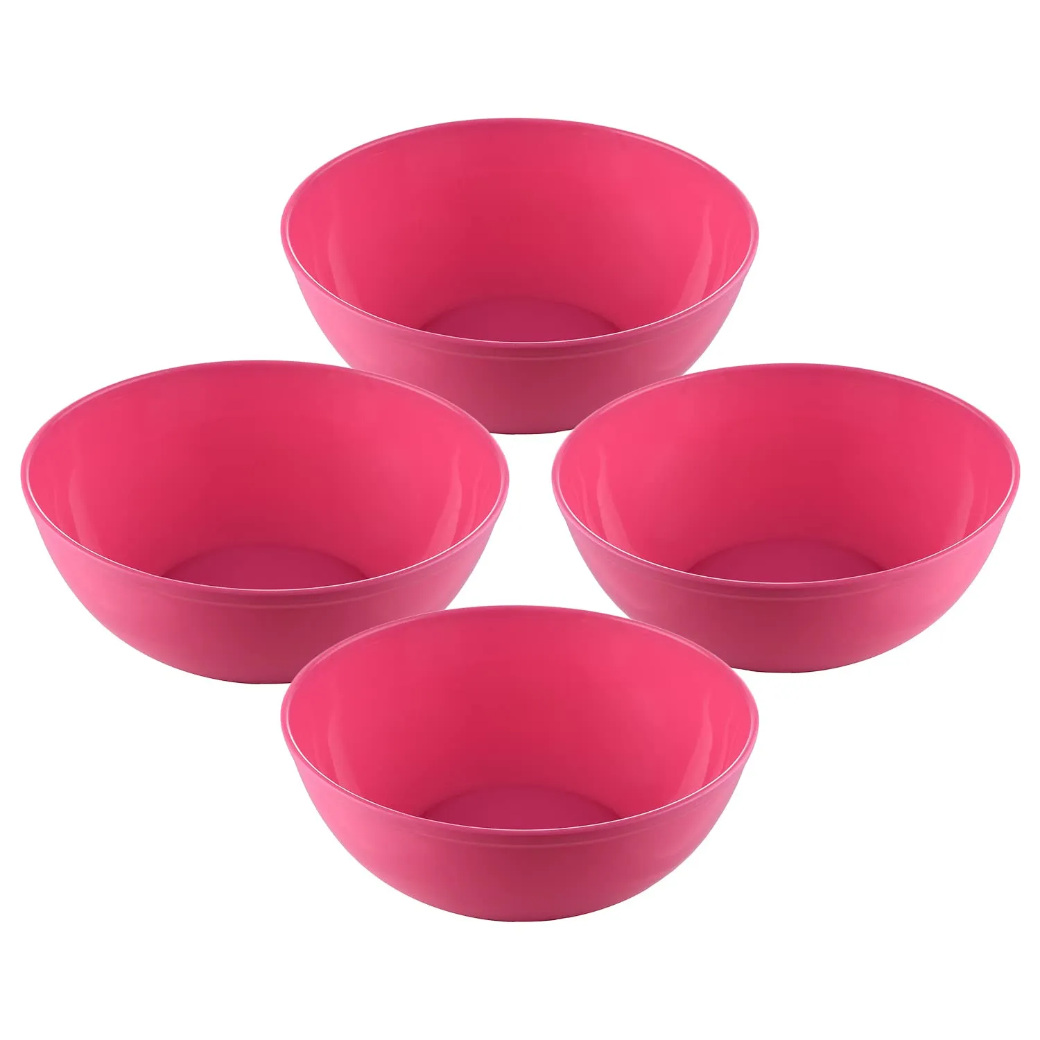 Kuber Industries Bowls|Plastic Dishwasher Safe Bowl|Serving Bowls|Bowls for Kitchen|Microwave Safe Bowls for Salad|Soup|Pasta|2000 ML|Pack of 4 (Pink)