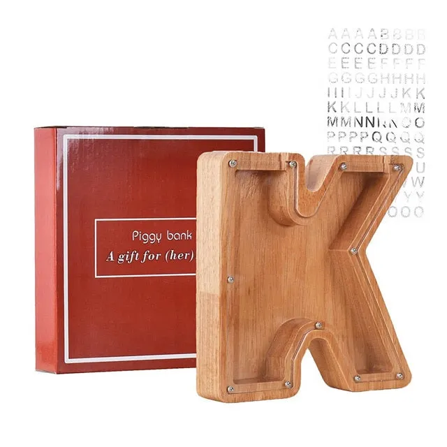 Letter Wooden Piggy Bank