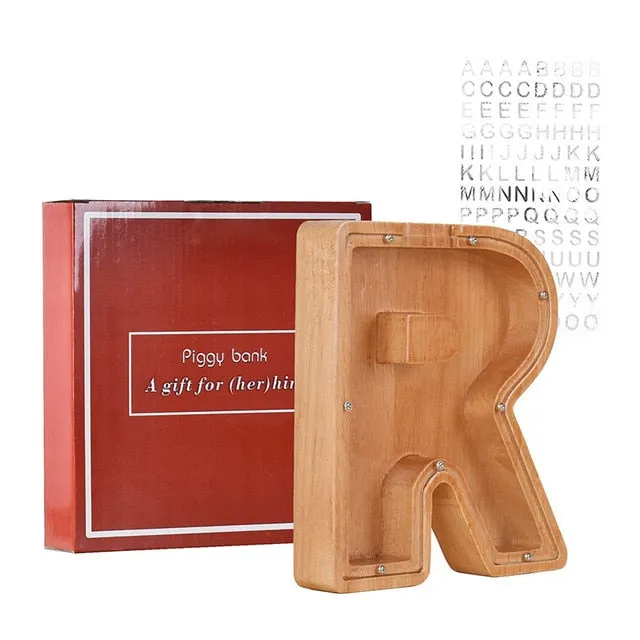 Letter Wooden Piggy Bank