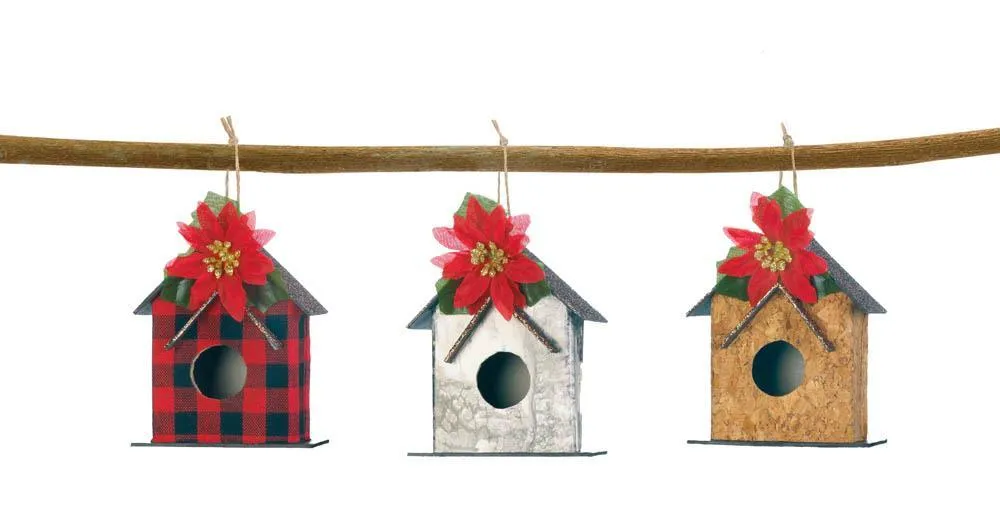 Little Birdhouse Christmas Ornament Set