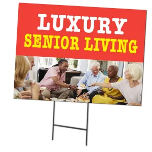 Luxury Senior Living | Double Sided Sign with Metal Ground Stakes; 24"w x 18"h