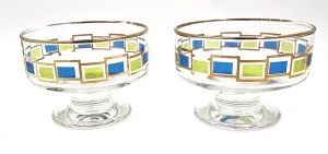 Mid Century Modern Libbey Set of 2 Footed Sherbet Dessert Bowls Circa 1960's