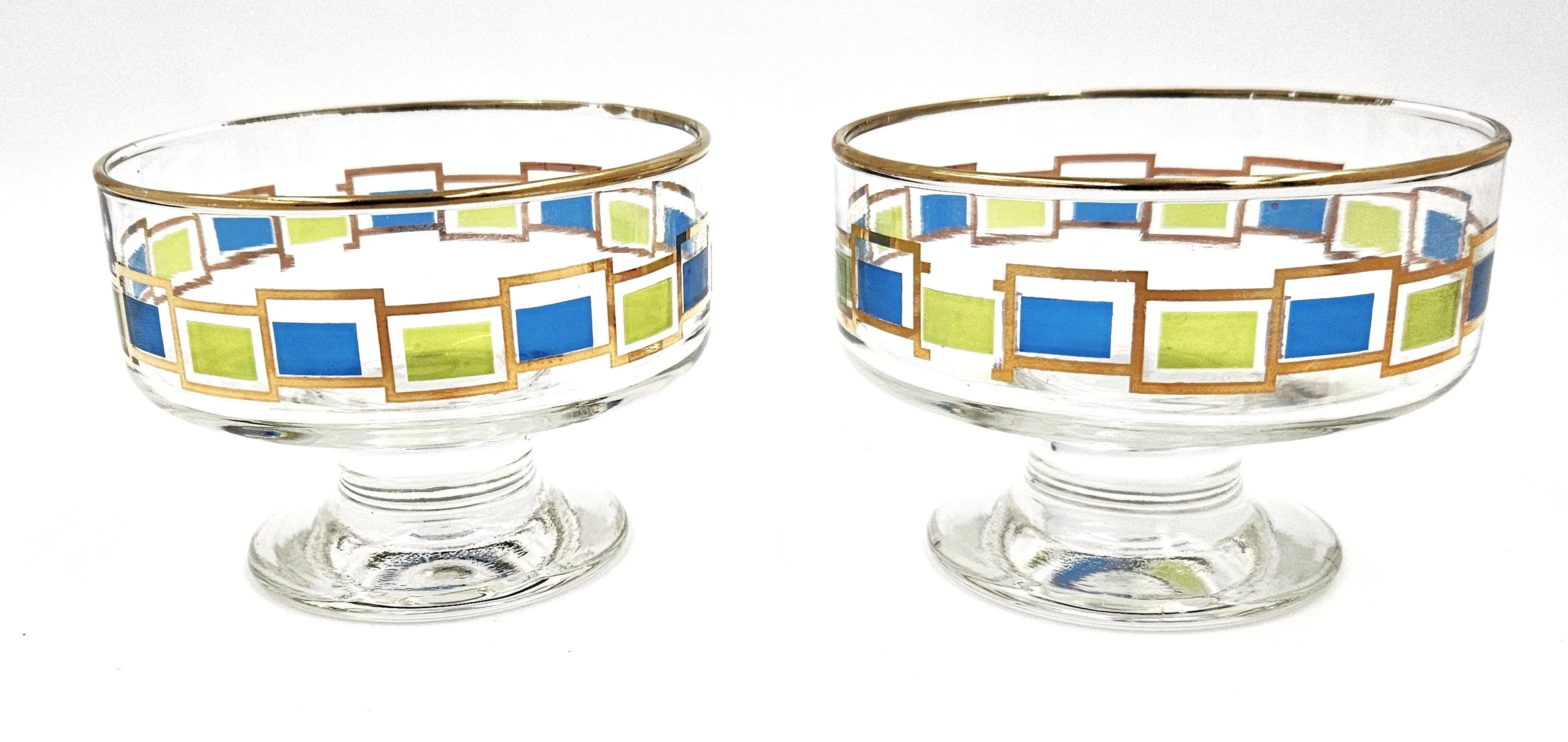 Mid Century Modern Libbey Set of 2 Footed Sherbet Dessert Bowls Circa 1960's