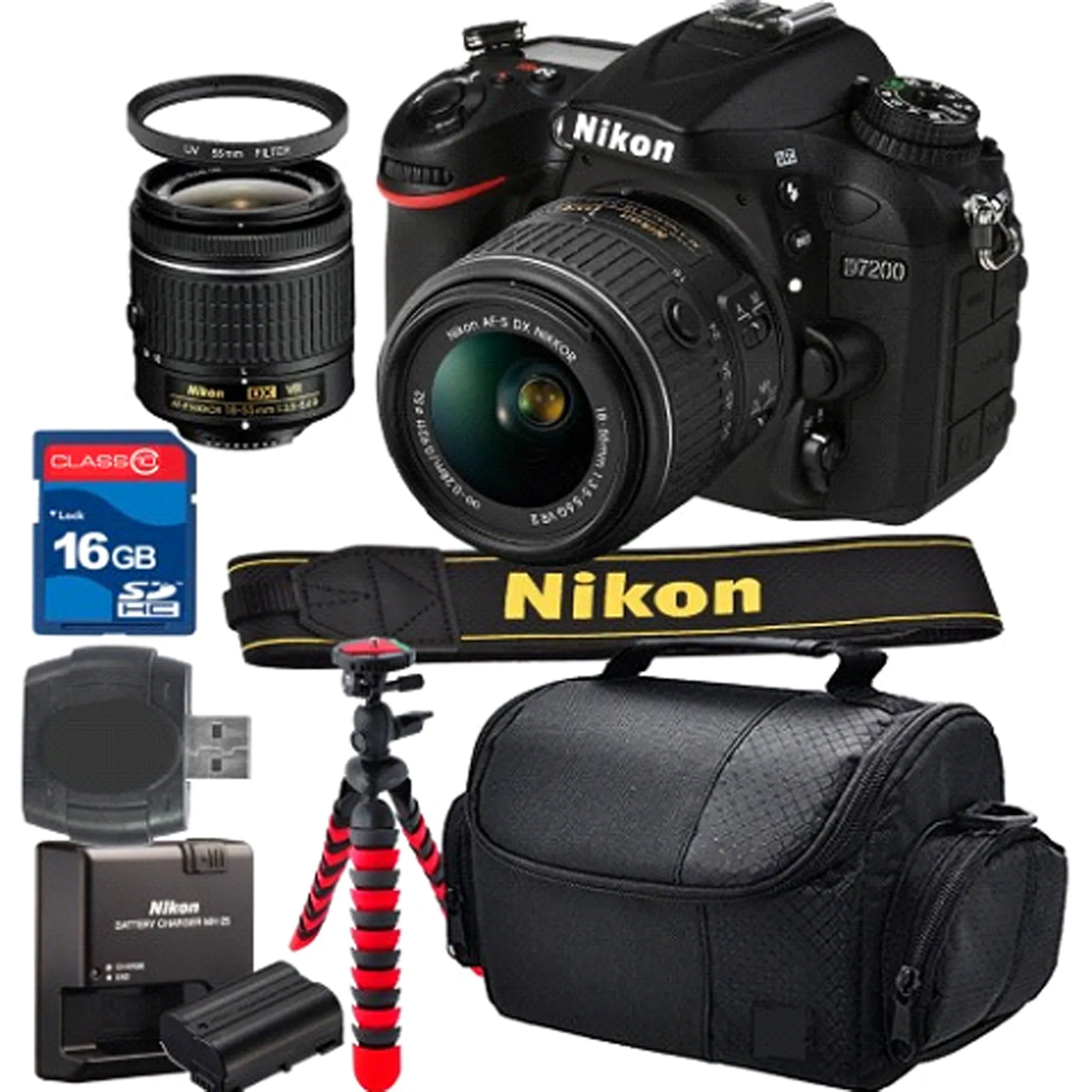 Nikon D7200/D7500 DSLR Camera   18-55mm VR Lens Kit   Accessory Bundle   2X 32GB Memory   Nikon Camera Bag   More