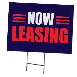 Now Leasing | Double Sided Sign with Metal Ground Stakes; 24"w x 18"h