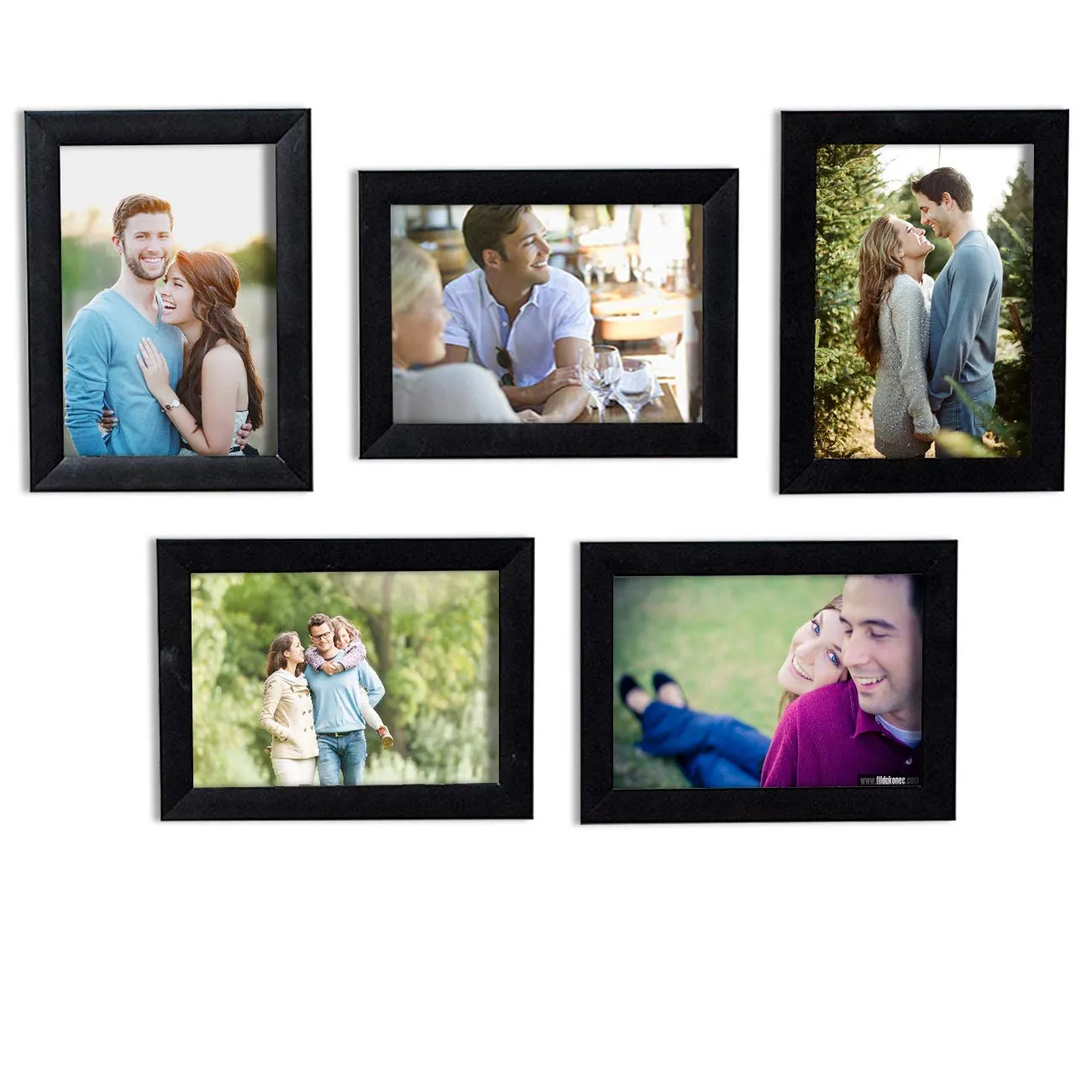 Painting Mantra Art Street Happy Memory Set of 5 Individual Photo Frame/Wall Hanging for Home Décor - Black