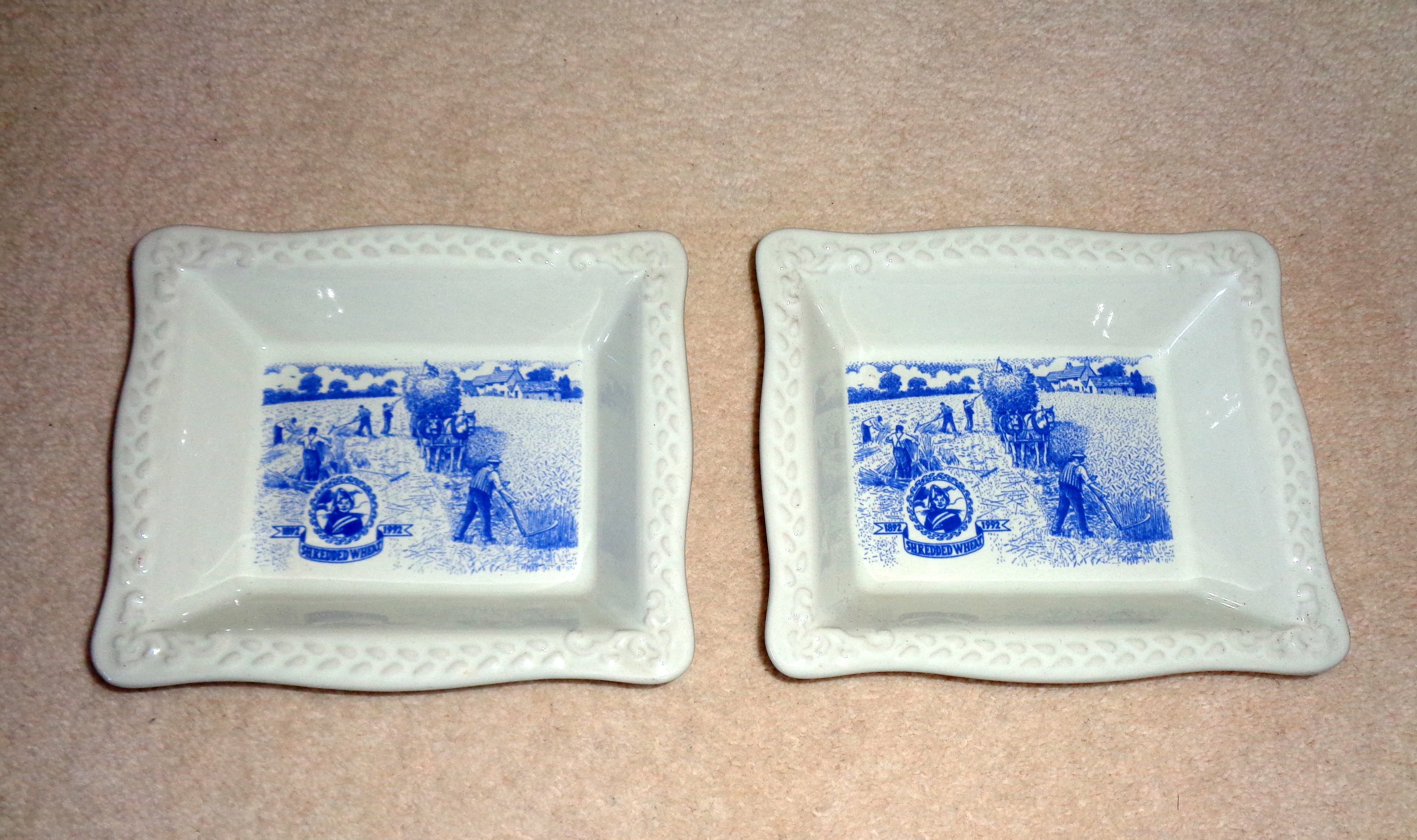 Pair Of Shredded Wheat Bowls Commemorating The Cereal's Centenary