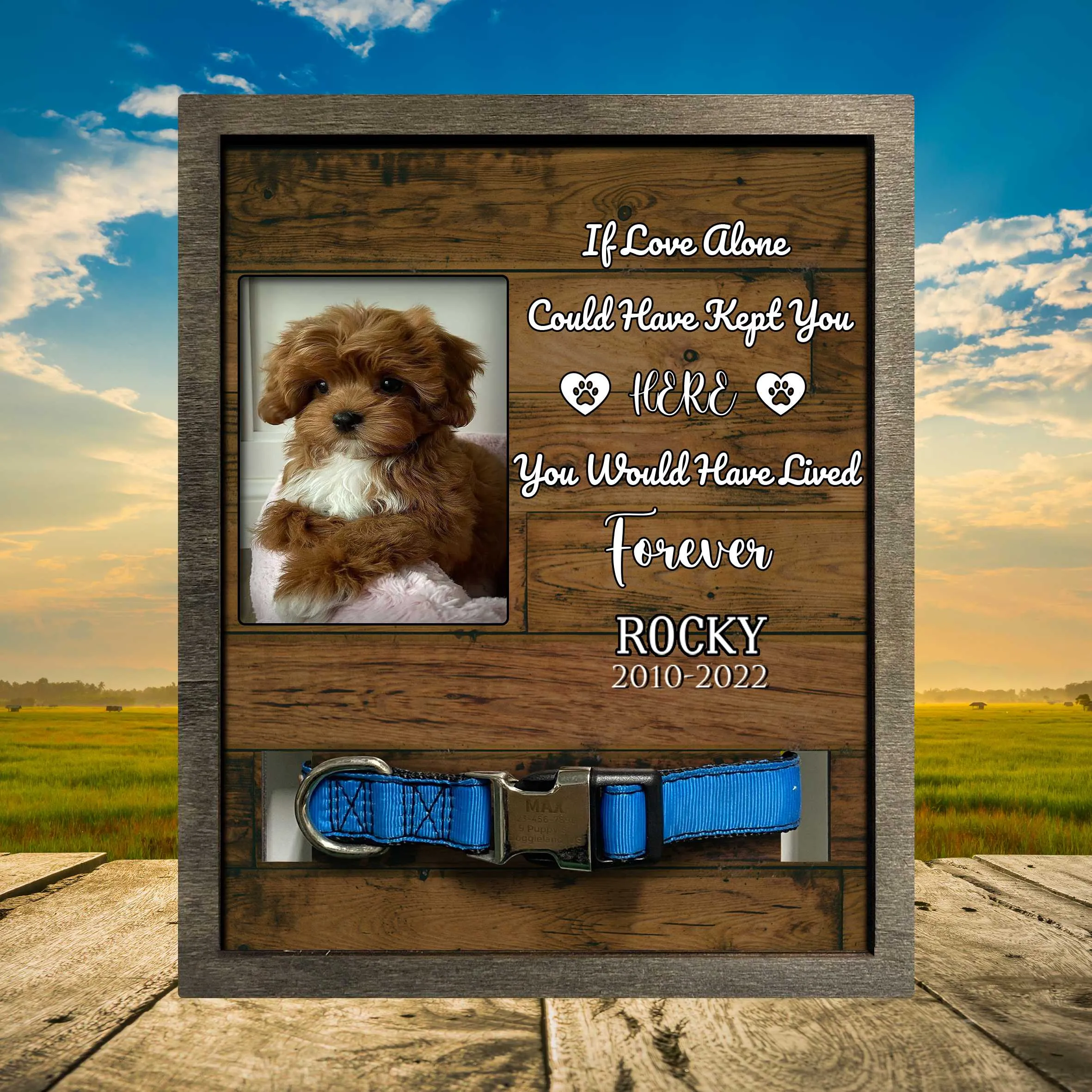 Personalized Pet Memorial Printed Frame, Memorial Pet Loss Sign, Natural Wood Picture Frame