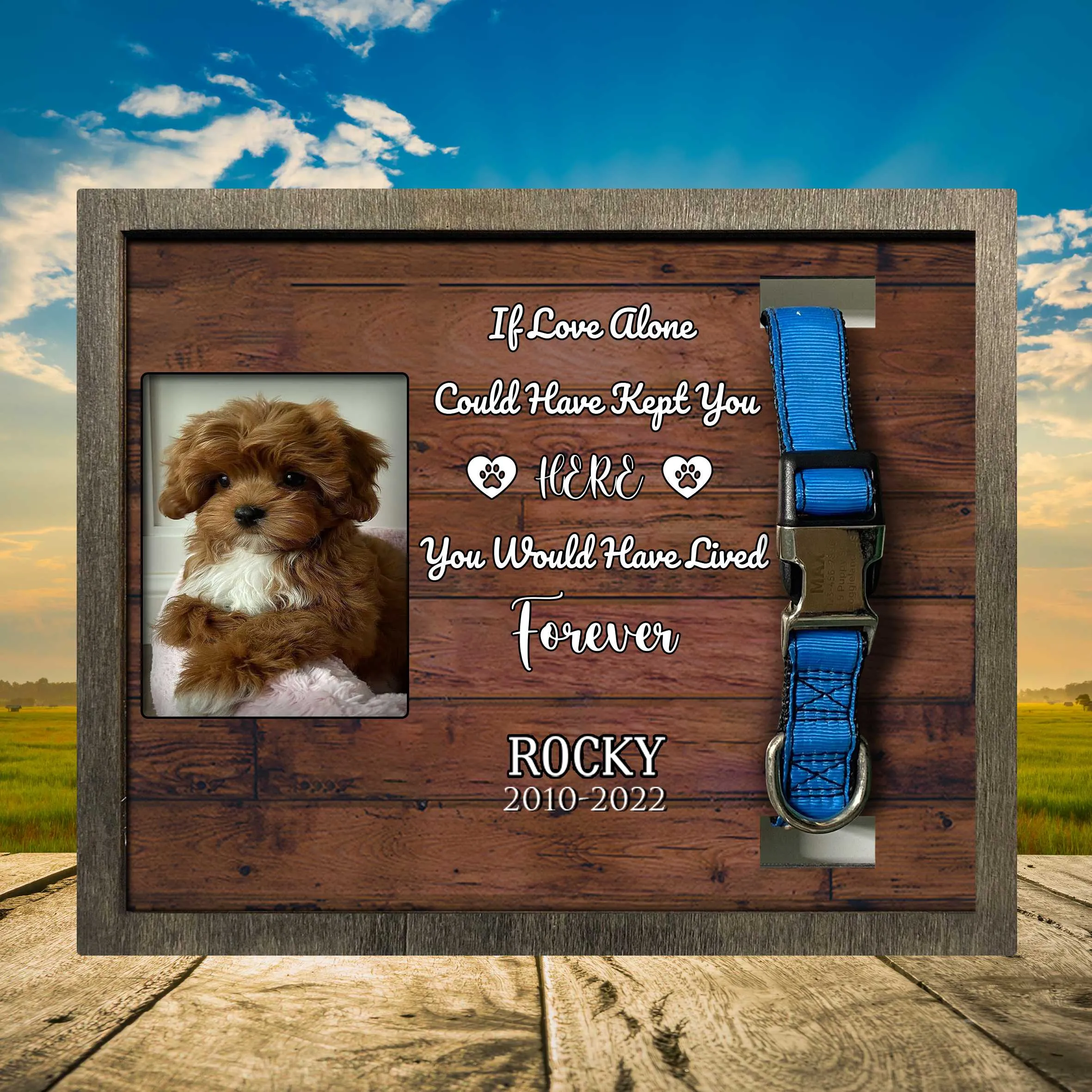 Personalized Pet Memorial Printed Frame, Memorial Pet Loss Sign, Natural Wood Picture Frame