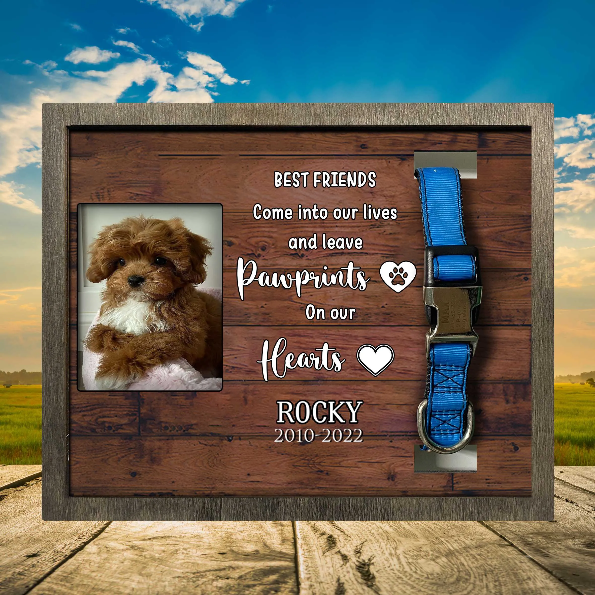 Personalized Pet Memorial Printed Frame, Memorial Pet Loss Sign, Natural Wood Picture Frame