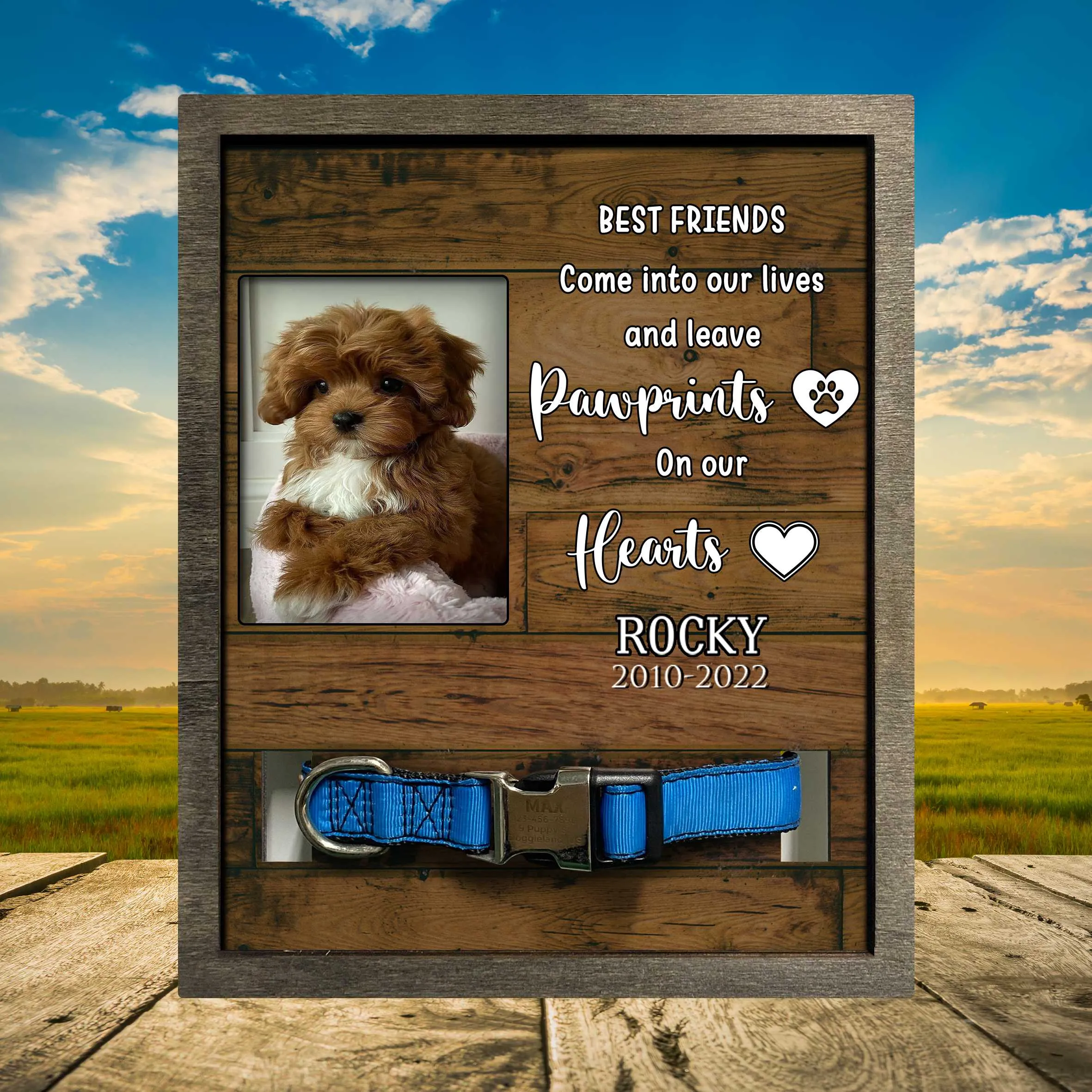 Personalized Pet Memorial Printed Frame, Memorial Pet Loss Sign, Natural Wood Picture Frame