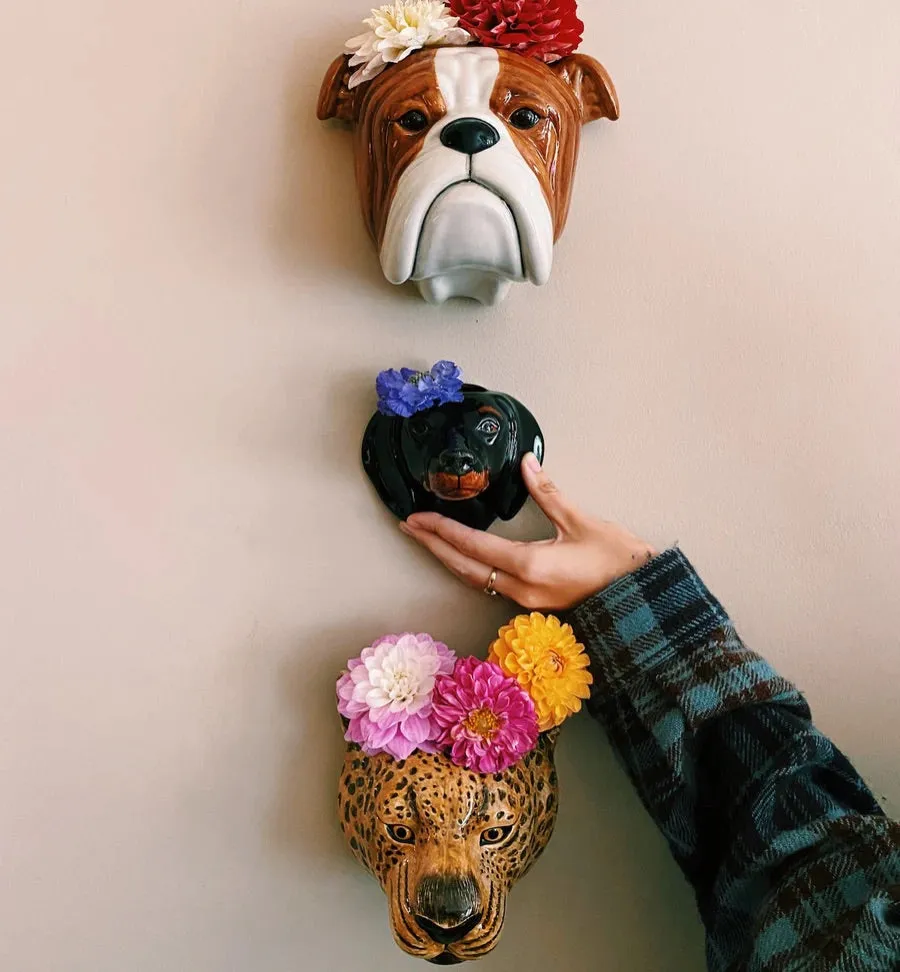 Quail English Bulldog Wall Vase