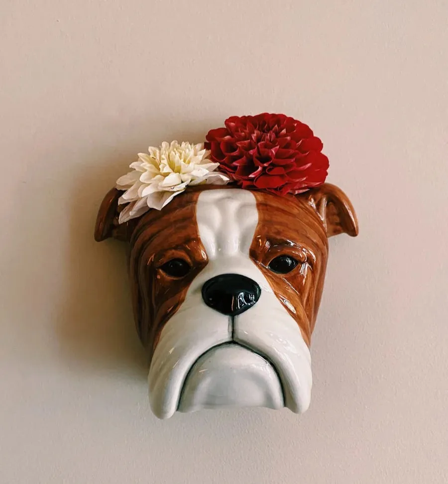 Quail English Bulldog Wall Vase