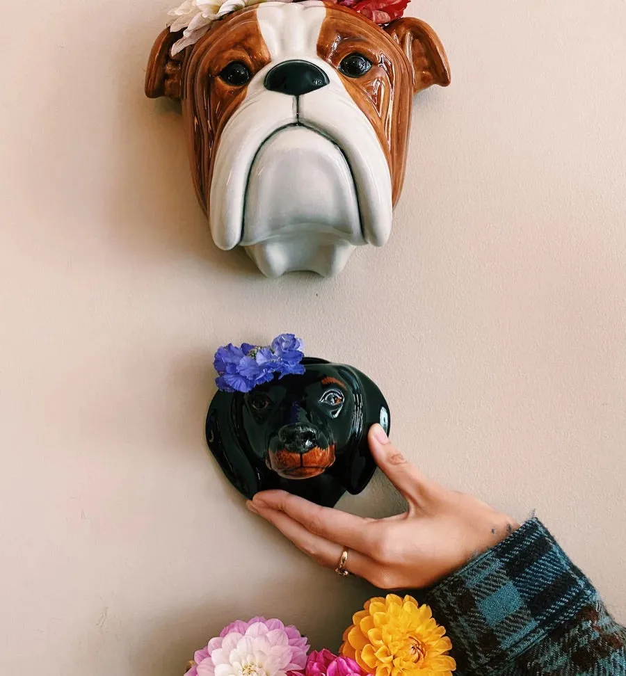 Quail English Bulldog Wall Vase