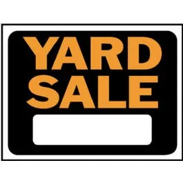 "Yard Sale" Sign, Hy-Glo Orange/Black Plastic,  9 x 12-In.