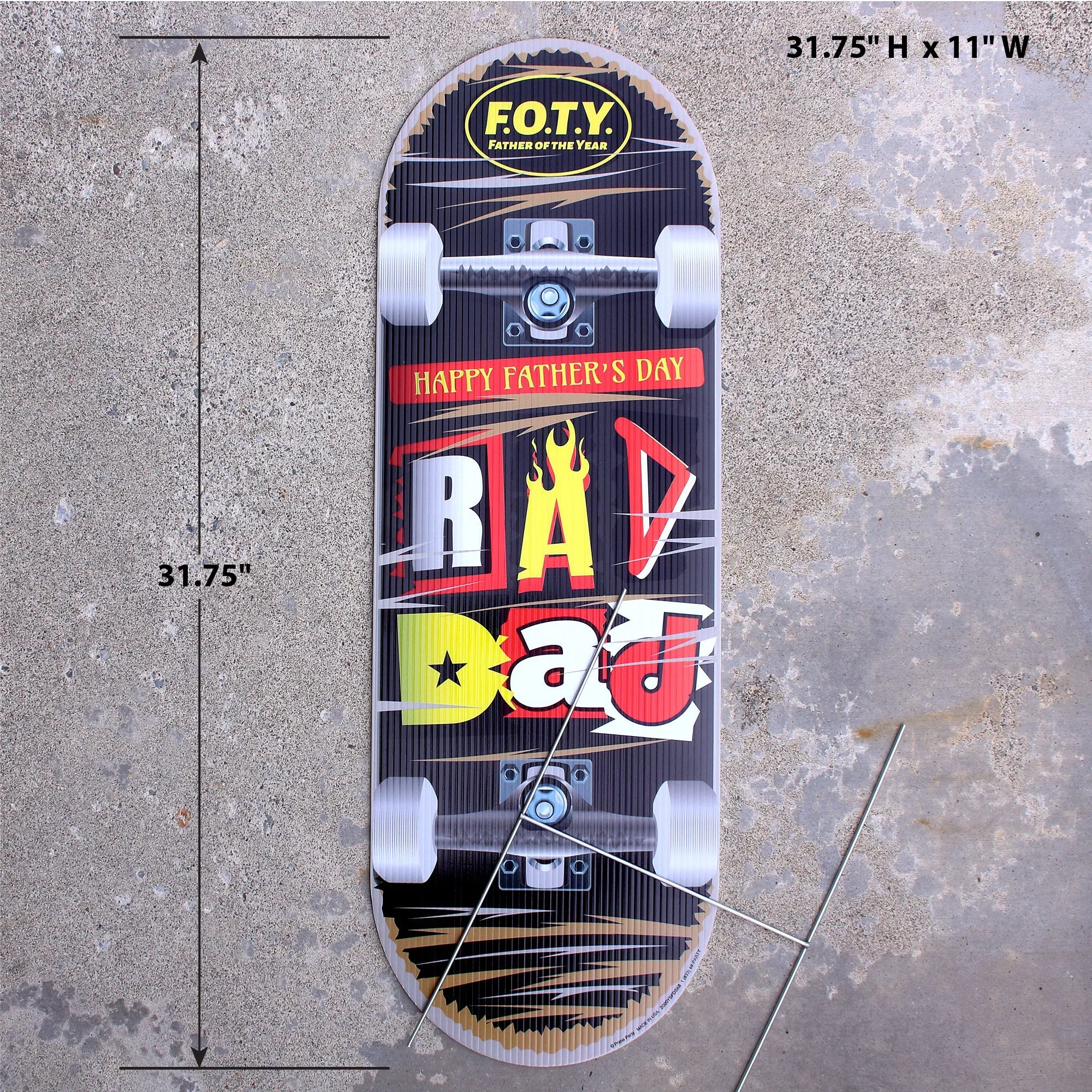 RAD DAD Happy Father's Day Skateboard Yard Sign