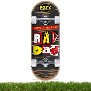 RAD DAD Happy Father's Day Skateboard Yard Sign