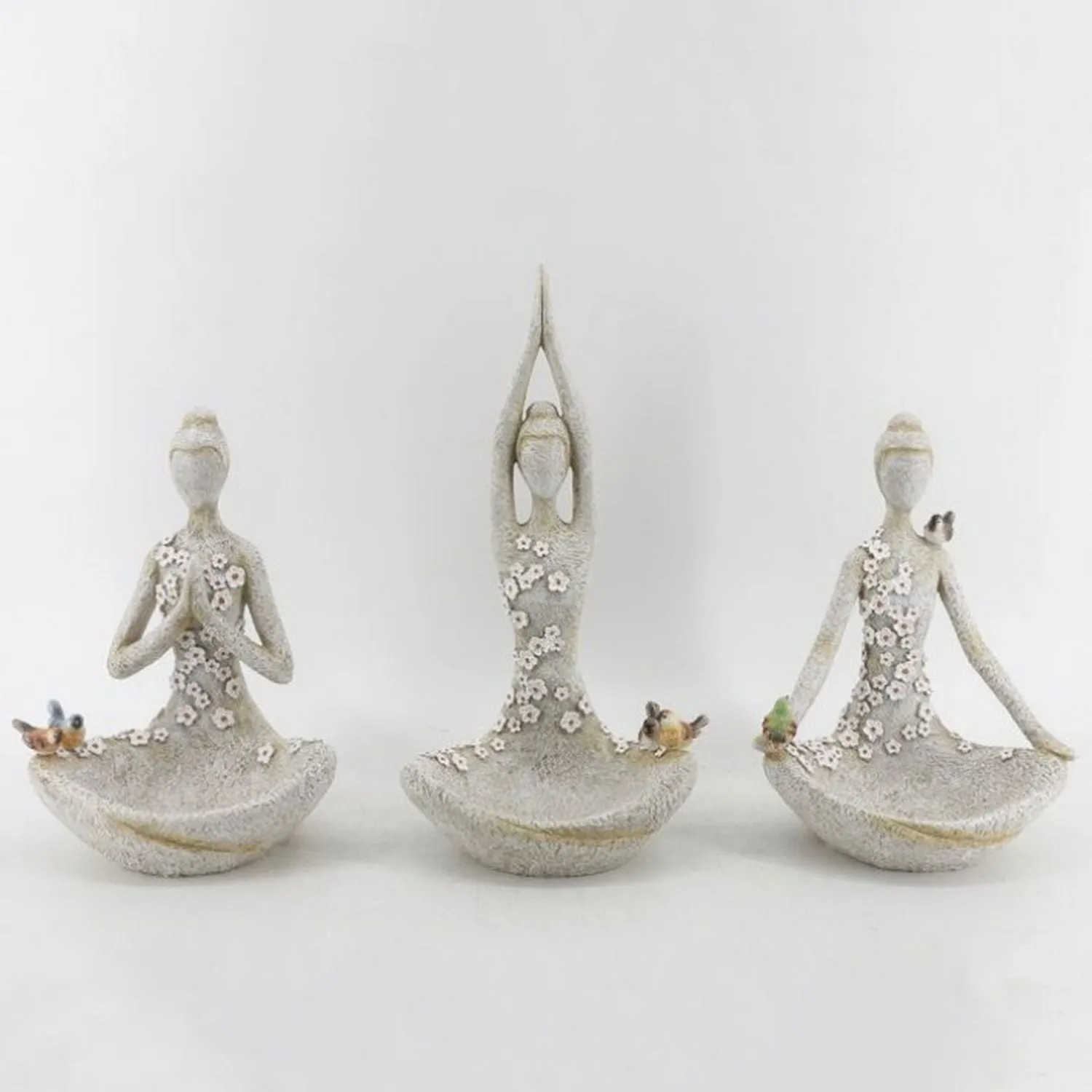 Regency International Resin Yoga Lady Feeder 10.5-14", Set of 3, Assortment