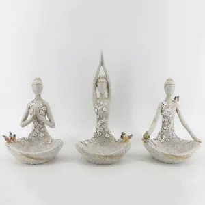 Regency International Resin Yoga Lady Feeder 10.5-14", Set of 3, Assortment