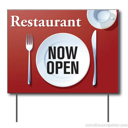 Restaurant Now Open Curbside Sign, 24"w x 18"h, Full Color Double Sided