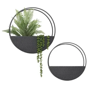 Set of 2 Nested Contemporary Floating Black Wall Planters