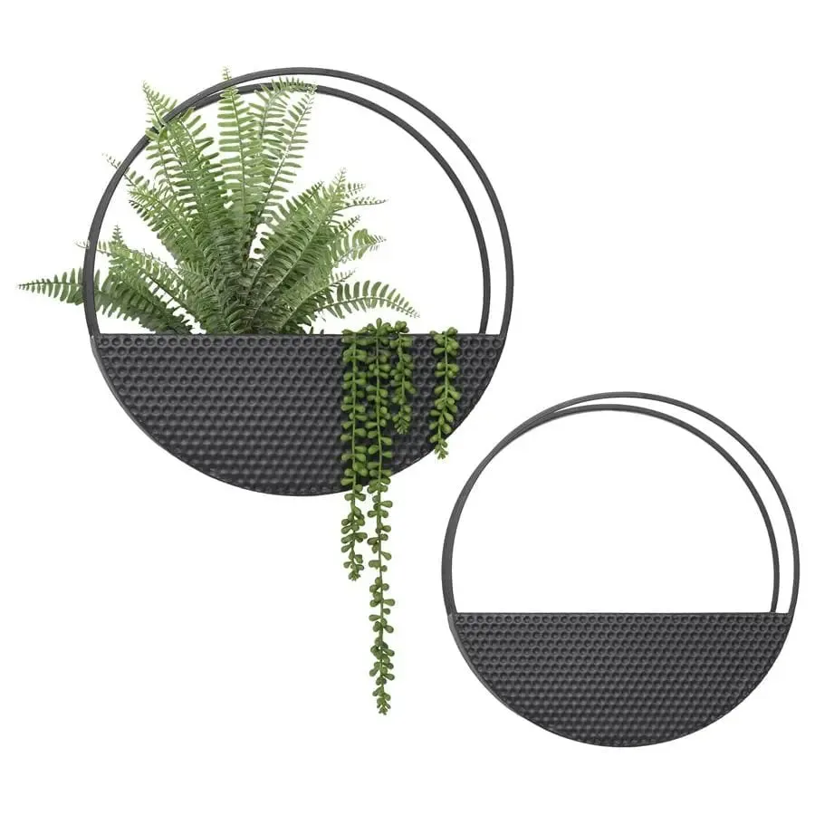 Set of 2 Nested Contemporary Floating Black Wall Planters