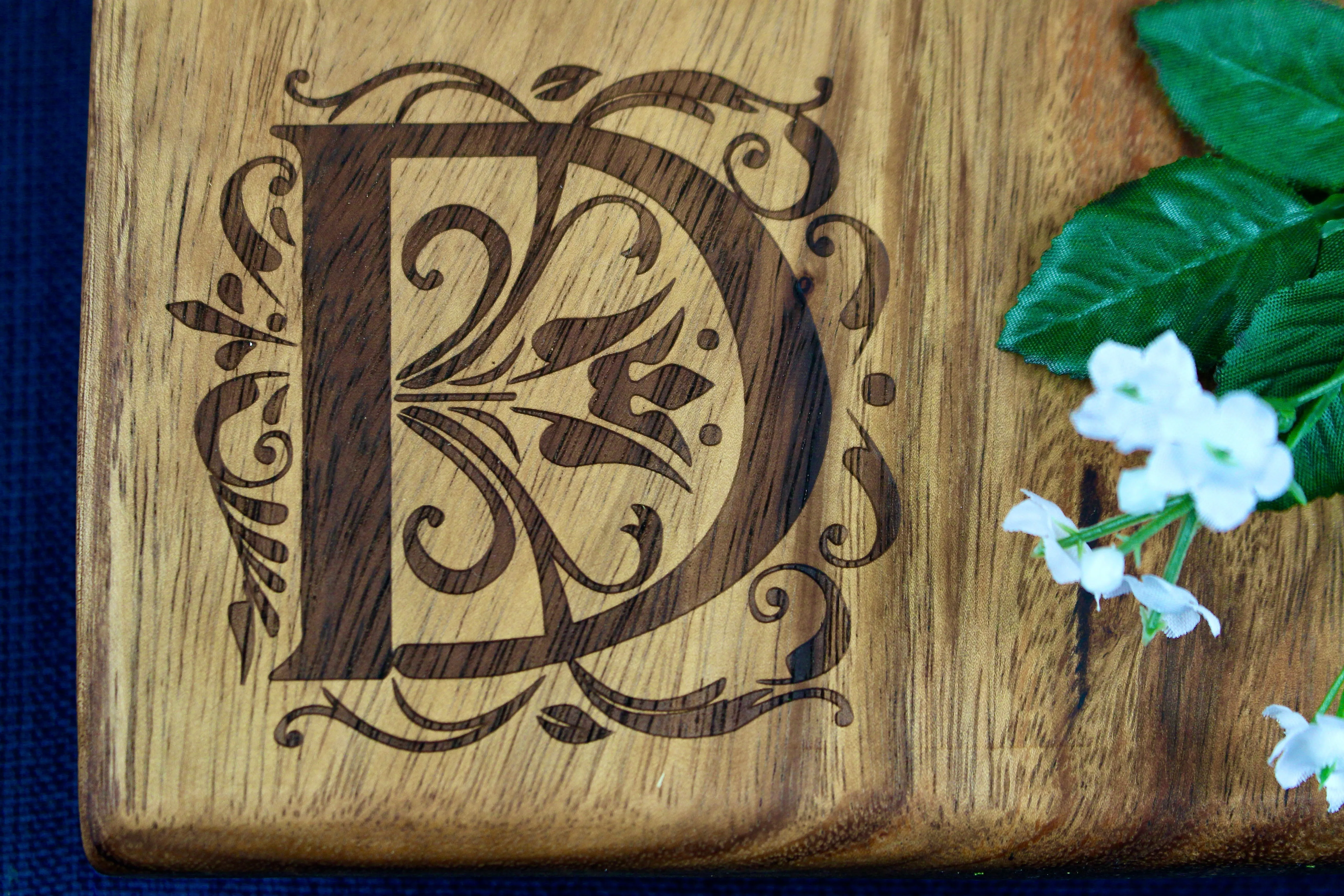 Set of Hand Carved Vases - Monogram Engraving by Tuckahoe Hardwoods