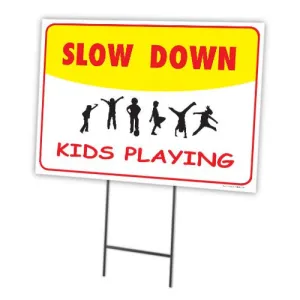 Slow Down Kids Playing Full Color Double Sided Sign