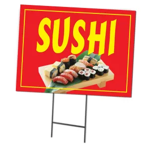 Sushi | Double Sided Sign with Metal Ground Stakes; 24"w x 18"h