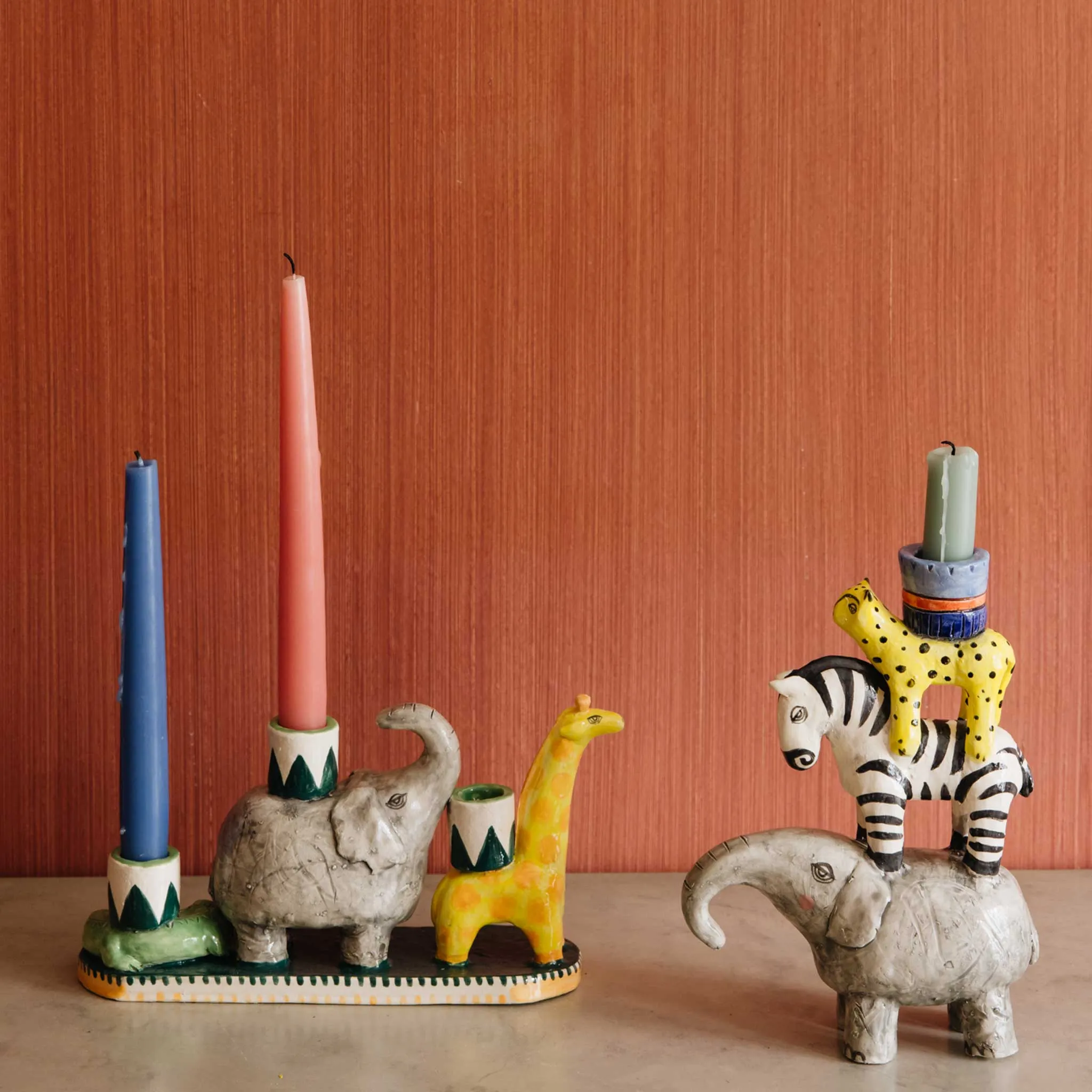 The Zoo Act Grey Yellow Multi Candleholder