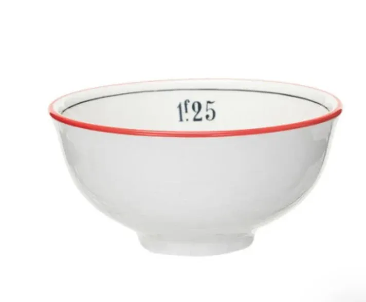 VINTAGE REPRODUCTION STONEWARE RED RIM CAFE BOWL