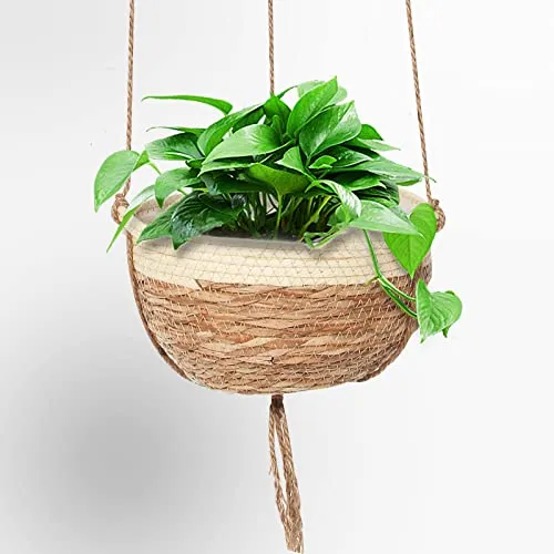 VIVERIE Jute Macrame Plant Hanger Boho Style Hanging Planters for Indoor Plants