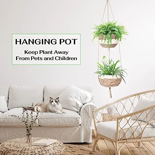 VIVERIE Jute Macrame Plant Hanger Boho Style Hanging Planters for Indoor Plants