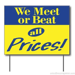 We Meet or Beat All Prices Curbside Sign, 24"w x 18"h, Full Color Double Sided