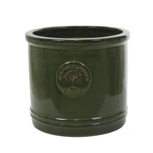 Woodlodge 20cm Glazed Dark Green Heritage Cylinder Pot