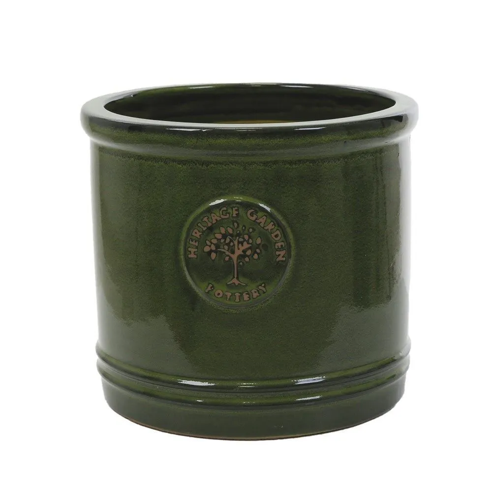 Woodlodge 20cm Glazed Dark Green Heritage Cylinder Pot