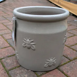 Woodlodge 24cm Grey Bee B Glazed Pot - YBE4GYB24