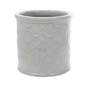 Woodlodge 24cm White RHS Cylinder Lattice Glazed Pot